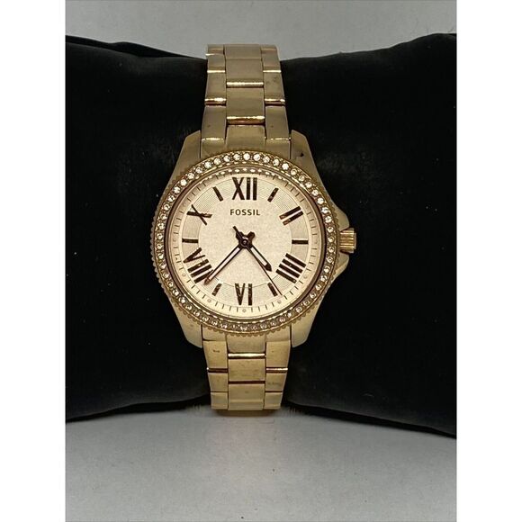 Fossil AM4578 Women's Gold Stainless Steel Gold Analog Dial Quartz Watch QB501 - Picture 1 of 12